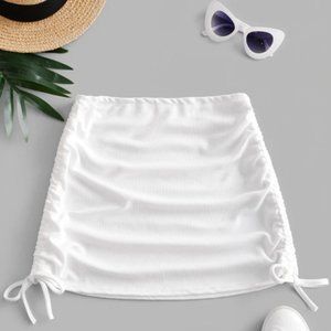 Ribbed Side-Cinch Mini Skirt